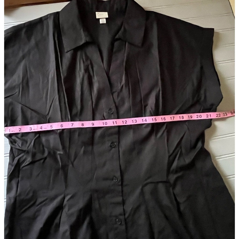 A New Day Short Sleeve Pleated Midi Shirtdress Womens XXL Black Collared NWOT - Picture 6 of 10